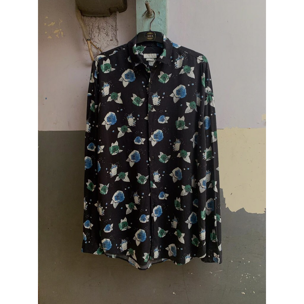 kemeja ZaraMan motif lengan panjang preloved