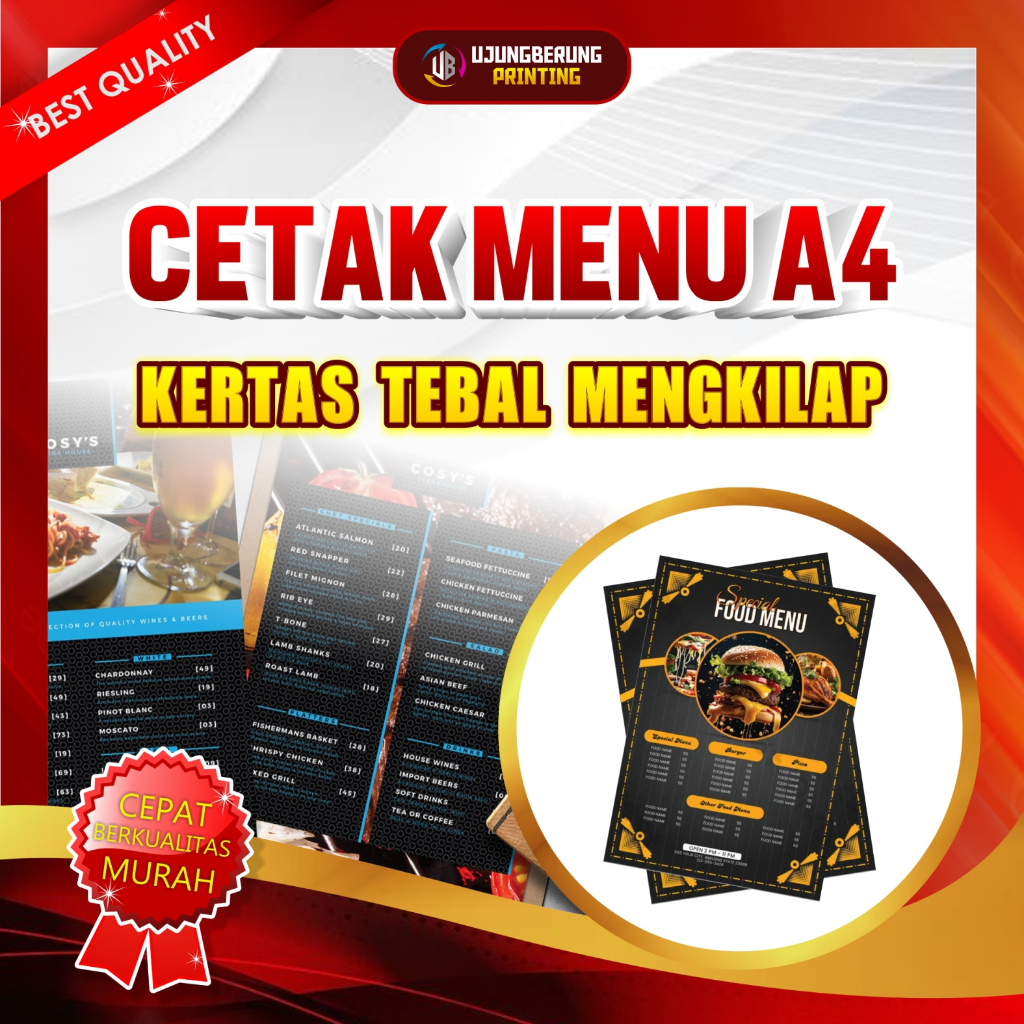 CETAK MENU A4 | Menu makanan | Menu minuman | Desain Menu A4