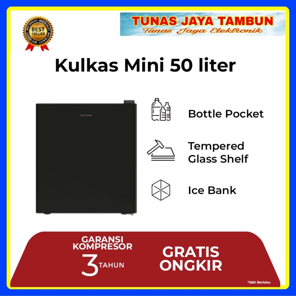 KULKAS POLYTRON PRH 50 / KULKAS PORTABEL POLYTRON 50 LITER PRH-50 / POLYTRON PRH50X KULKAS MINI