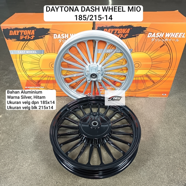 DAYTONA VELG DASH WHEEL MOTOR MIO 185/215 RING 14 HITAM ; SILVER