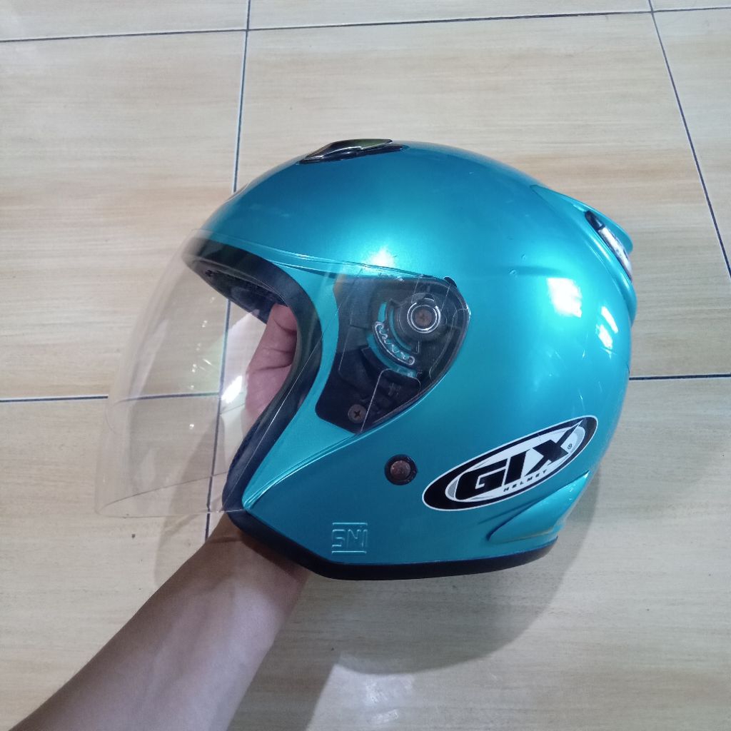 helm GIX centro original second warna blue ice size M
