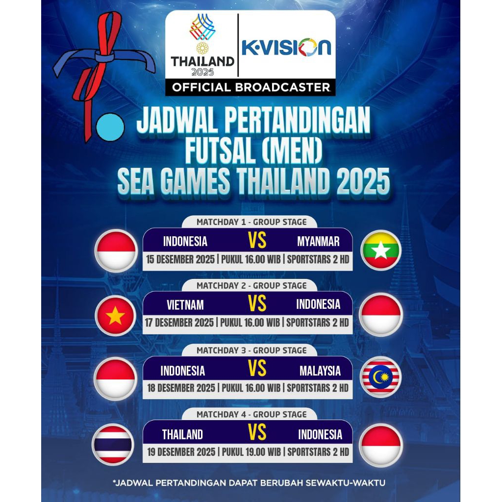 Voucher Paket K-Vision Sea Games Timnas Futsal Indonesia