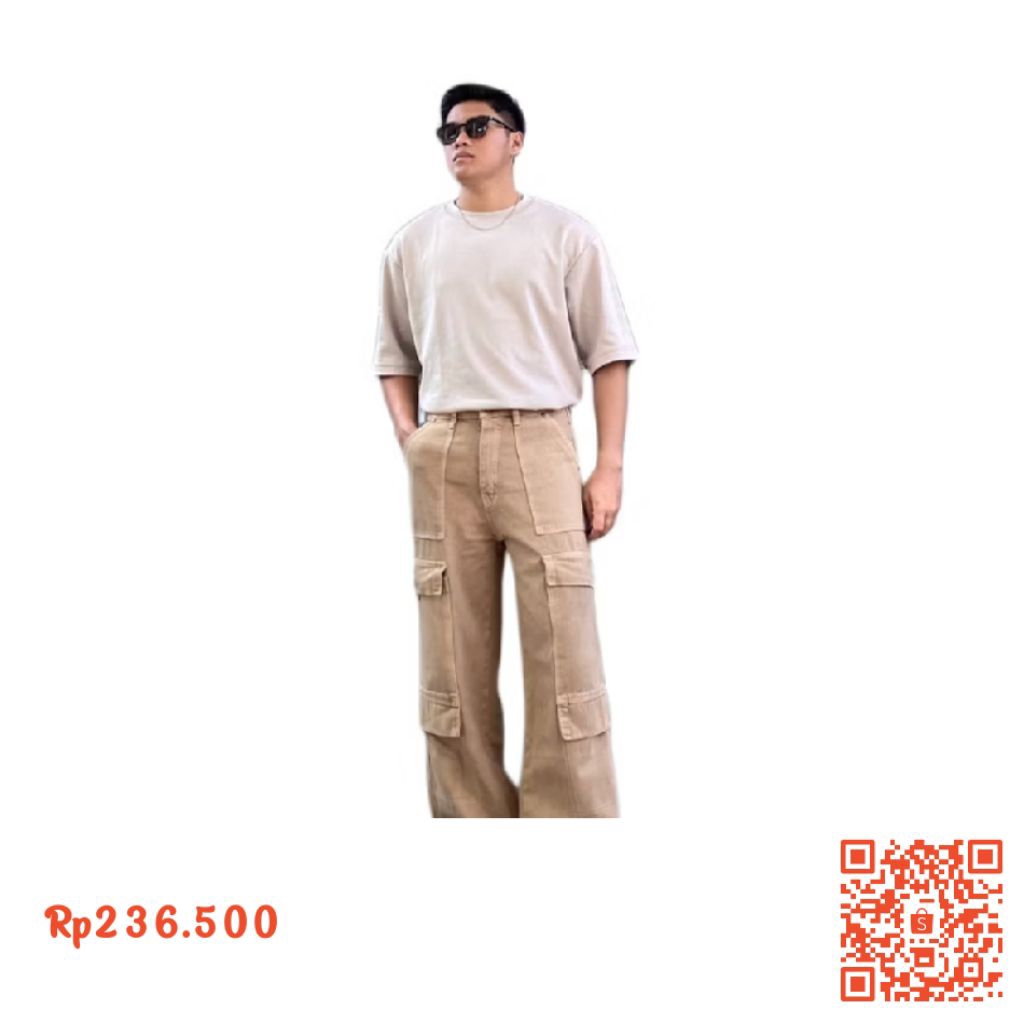 JINISO Highwaist Cargo Loose Jeans Pria 551