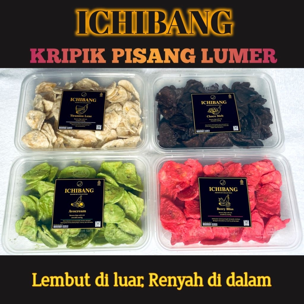 ICHIBANG Kripik Pisang Lumer Lembut di Luar Renyah di Dalam - Kripik Pisang Cokelat, Avocado, Strawb