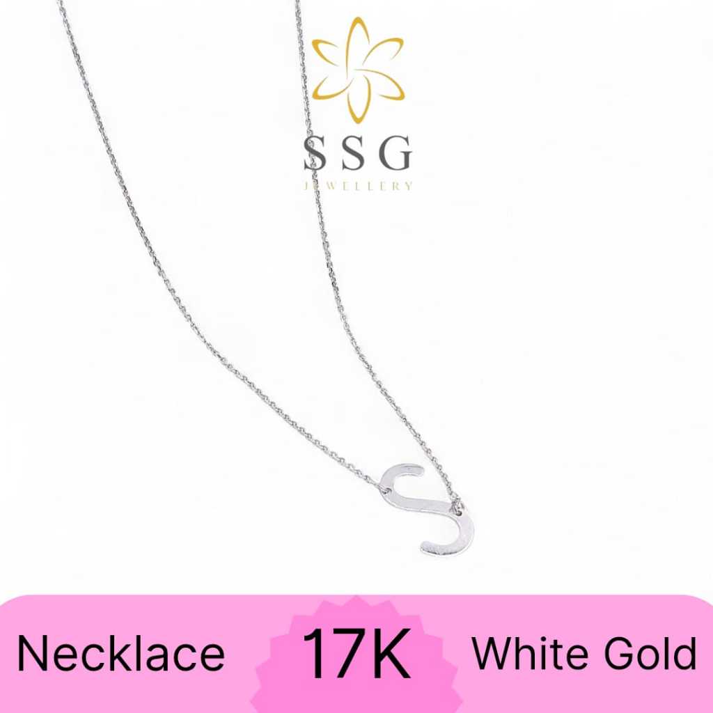 Kalung Liontin Huruf S White Gold / Emas Putih 17K - SSG JEWELLERY