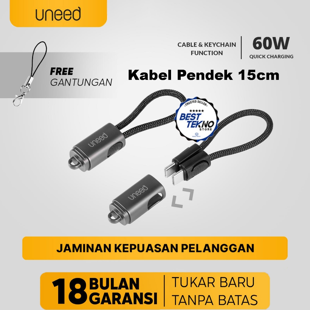 Kabel Pendek 15cm UNEED UCB63Ci Cable Data USB Type C to Lightning iPhone Fast Charging PD 30W QC
