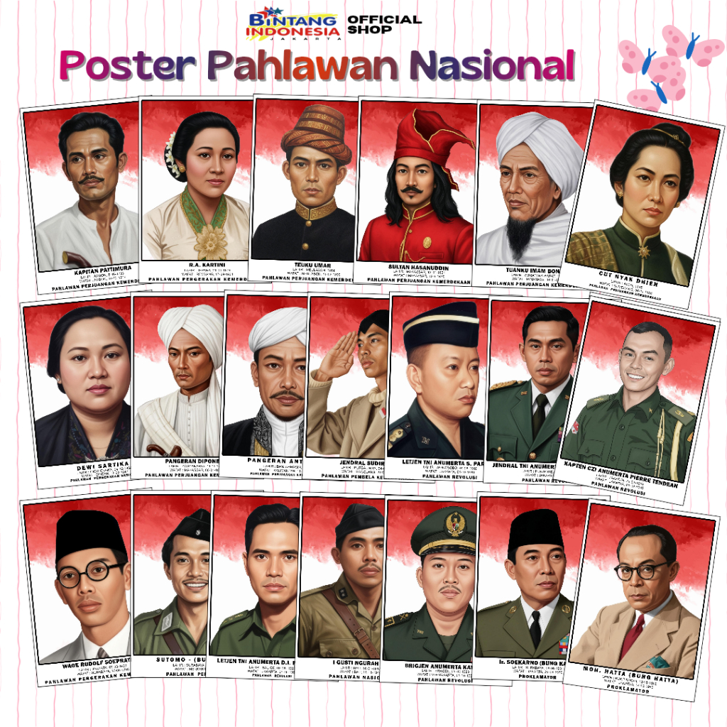 Poster Pahlawan Nasional, Pahlawan Kemerdekaan,Pahlawan Revolusi