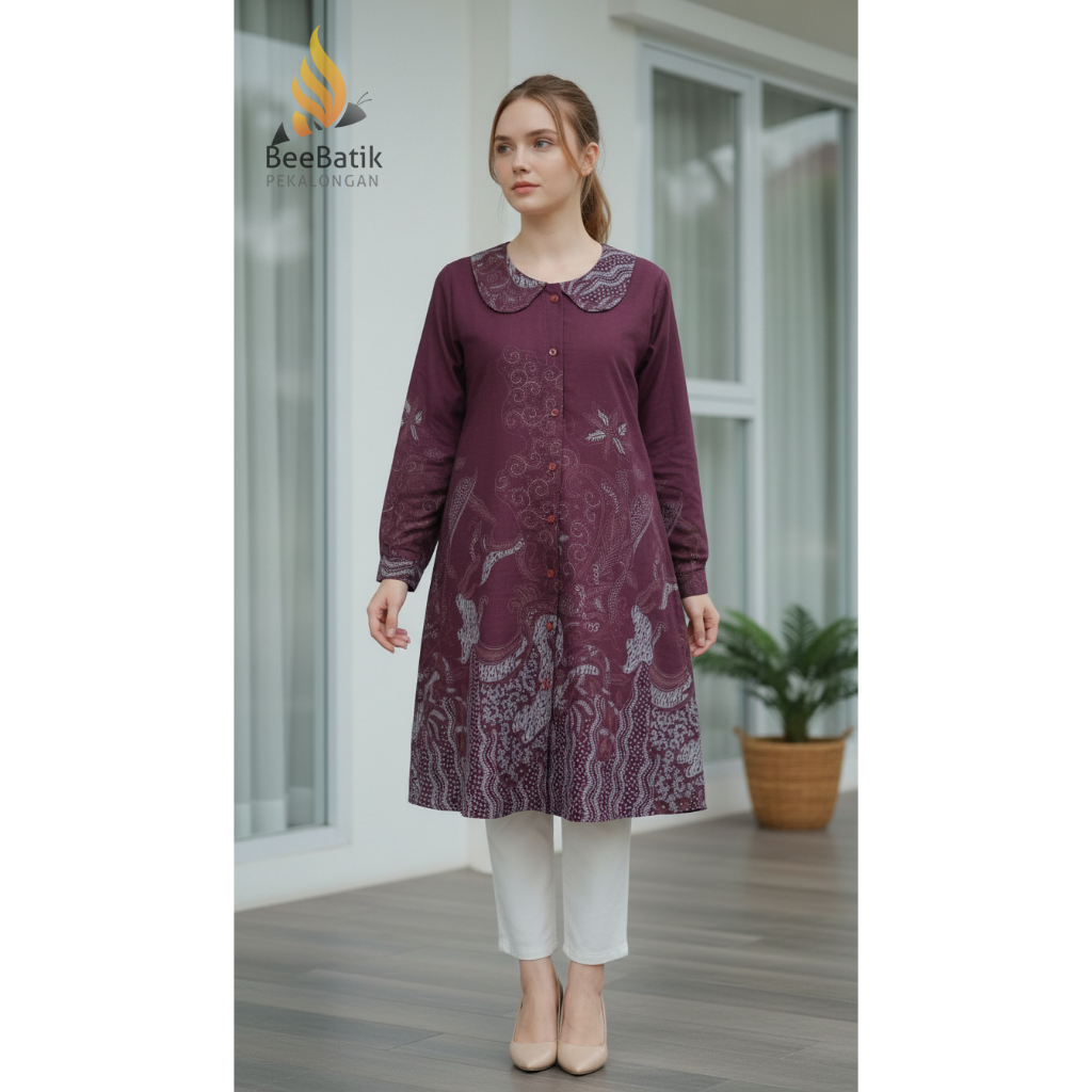 TUNIK BATIK BAHAN KATUN PREMIUM MOTIF ABSTRAK PEKALONGAN