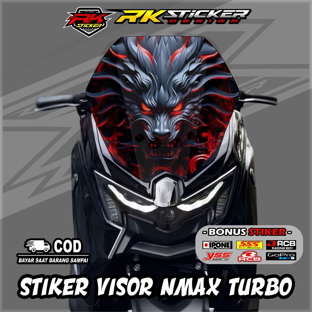 Stiker Visor NMAX Turbo / NMAX Neo - Stiker Visor Tameng Winshield - Bisa Pakai Gambar sendiri RK.01