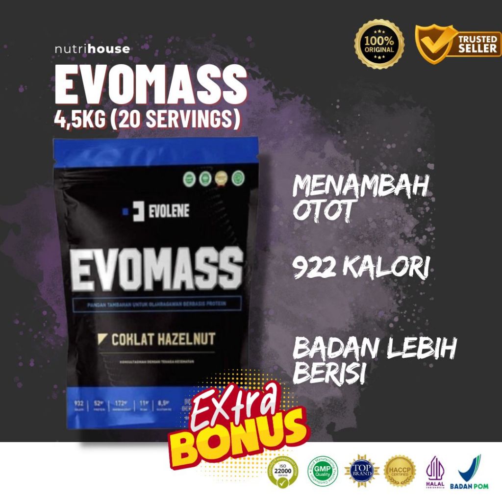 Evomass Evolene 4,5kg Evolene Evo Mass  Bulking Gainer Nutrihouse Evolene Medan