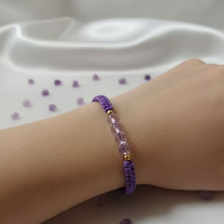 Gelang Tali Batu Crystal Ceko ( Ungu )
