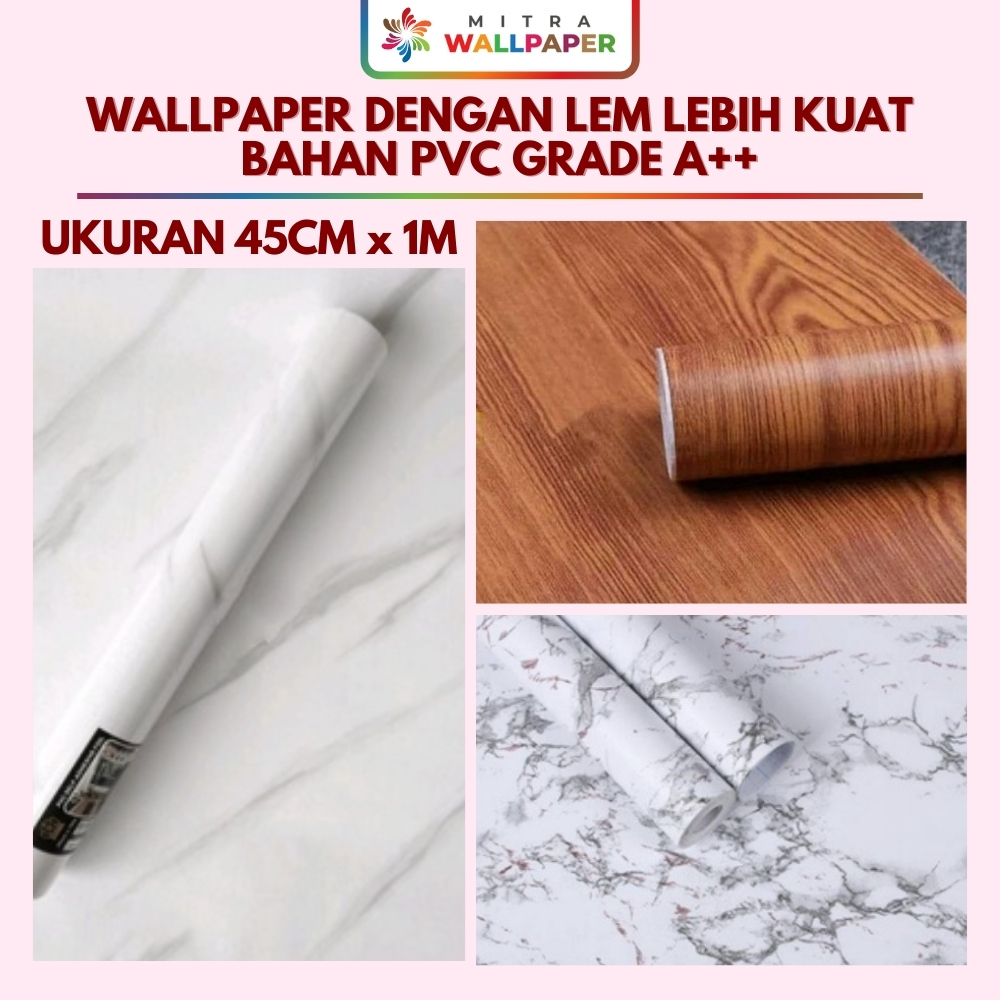 Wallpaper Dinding Sticker Lemari Meja Serat Kayu Walpaper Dinding Motif Marmer Putih Premium 1 Meter