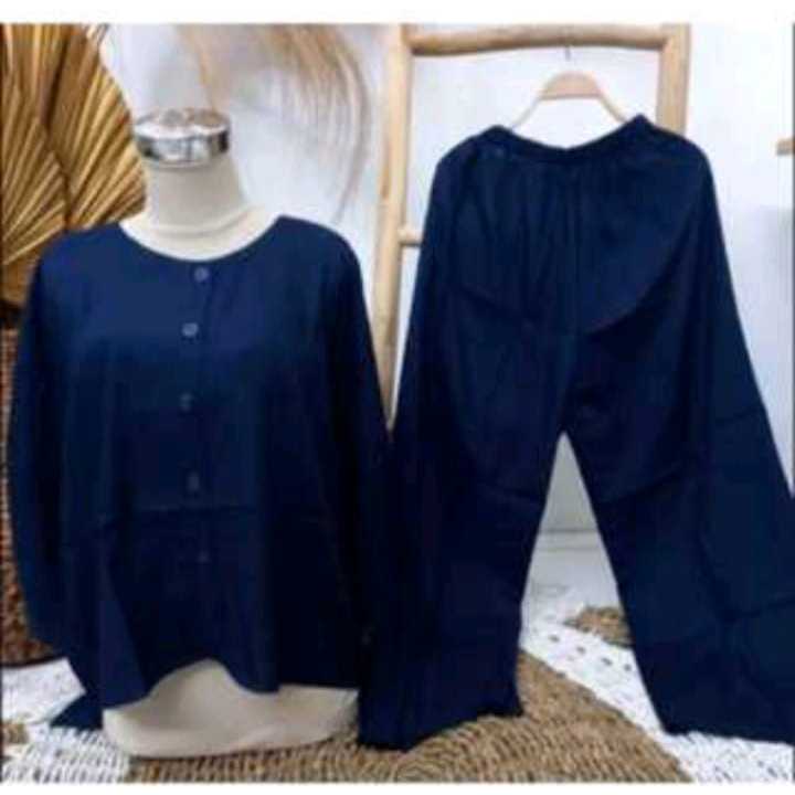 SETELAN ANDIN KANCINGJUMBO XL.XXL.XXXL LD.110.120 130CM //SET CKATUN POLOS LENGAN PANJANGI//PAKAIAN