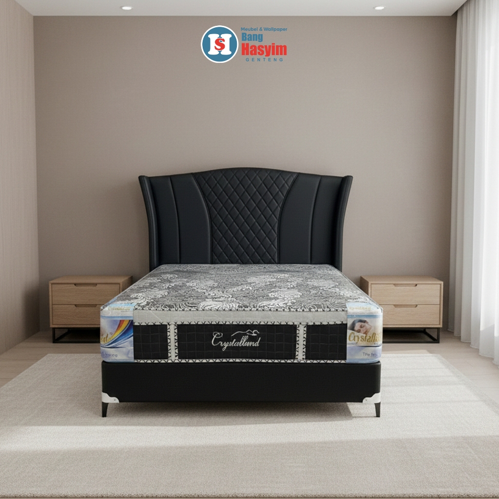 BANG HASYIM Boxi CRYSTALLAND Satu Set Dipan Springbed Boxi Satu Set Tempat Tidur Ukuran 160 Cm