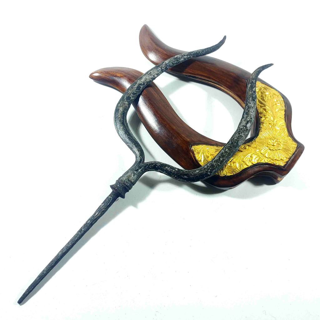 Tombak Dwi Sula Pamor Melati Rinonce Tangguh Mataram Sepuh Kuno