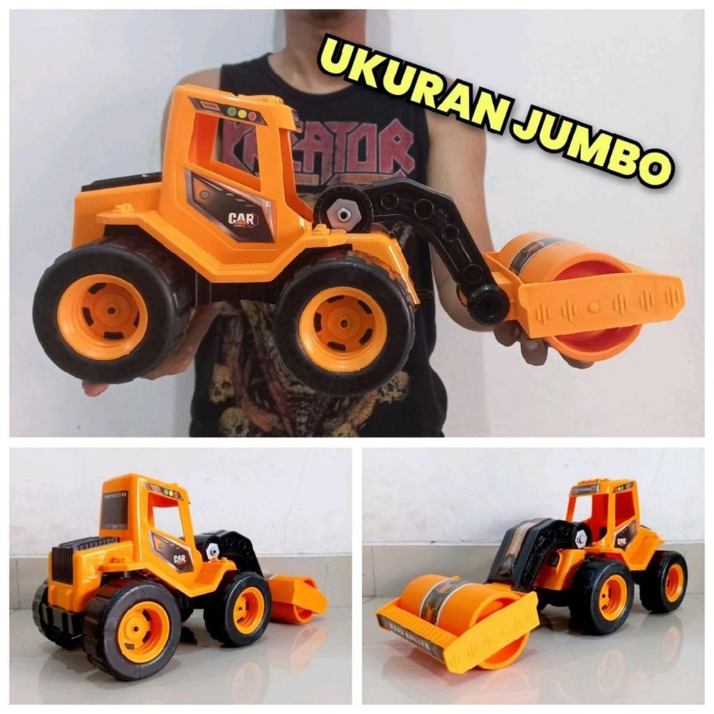 Mainan Truk Road Roller Jumbo - Mobil Mobilan Traktor Mesin Giling Jalan Besar Koleksi Anak Laki Cow