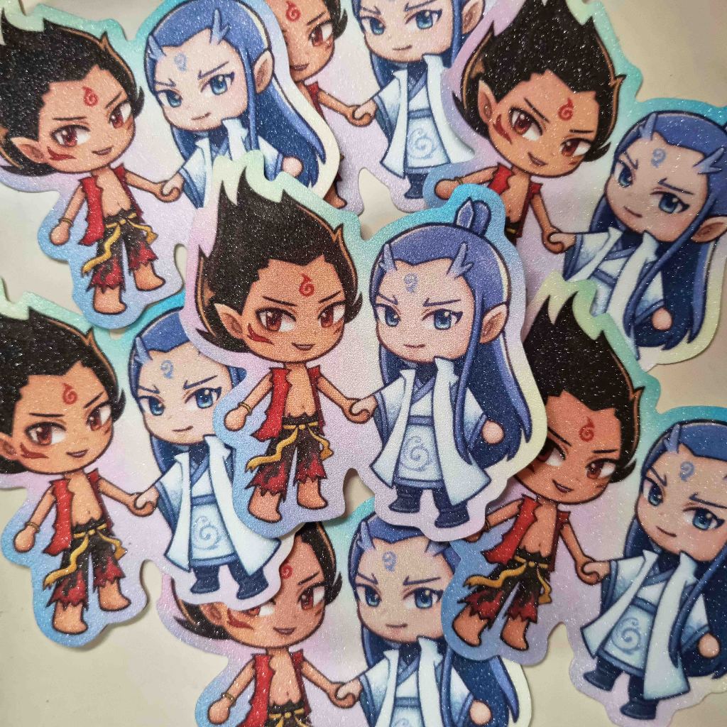 Nezha Aobing Oubing Glitter Sticker Die Cut