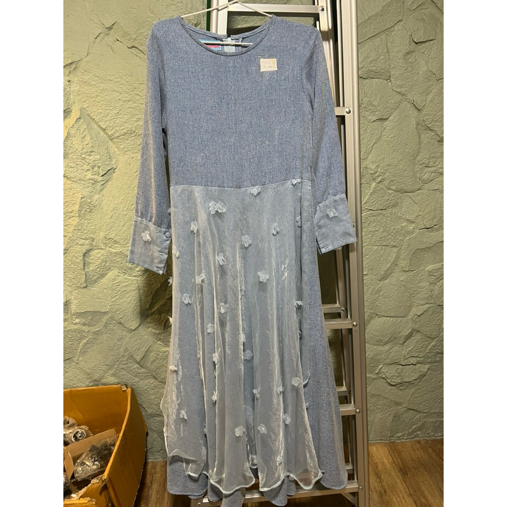 dress kondangan blue denim