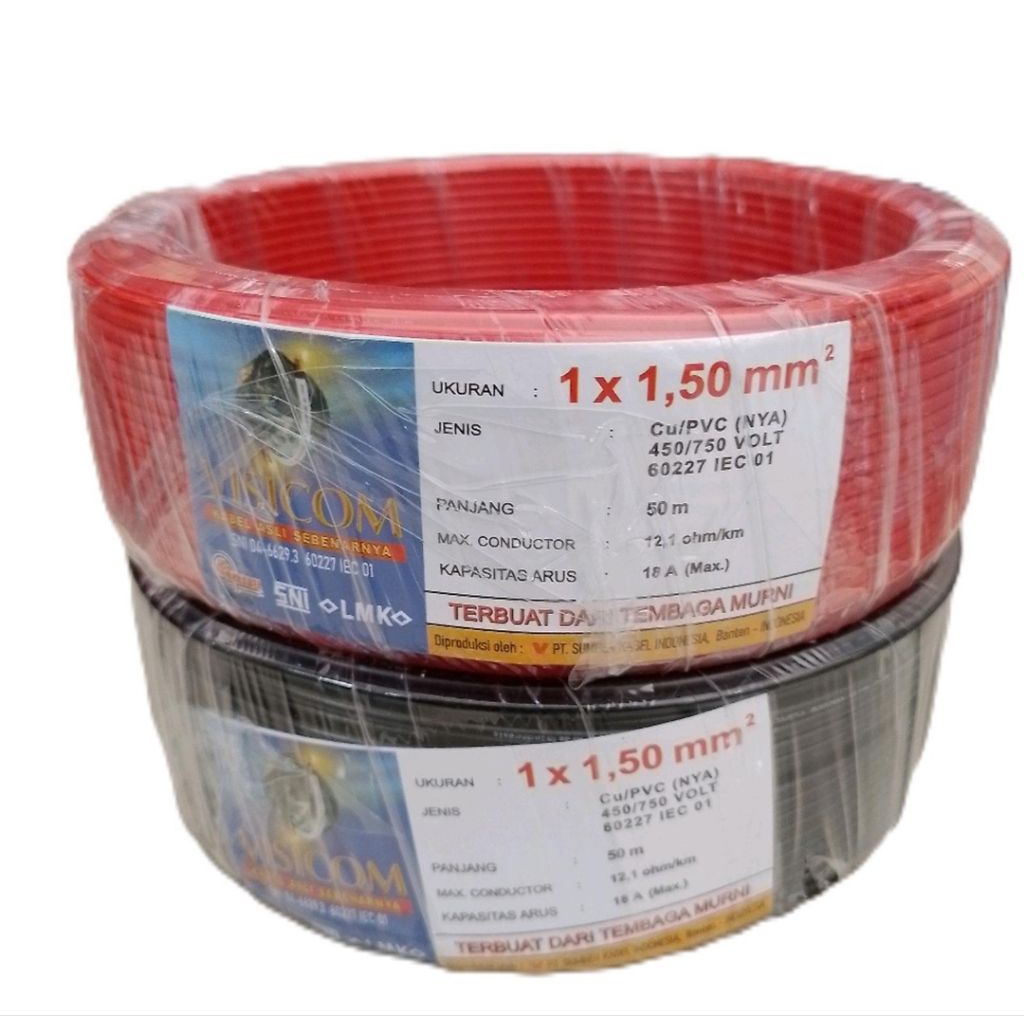 Kabel Tunggal Tembaga / NYA VISICOM 1X1,5 Original 50M