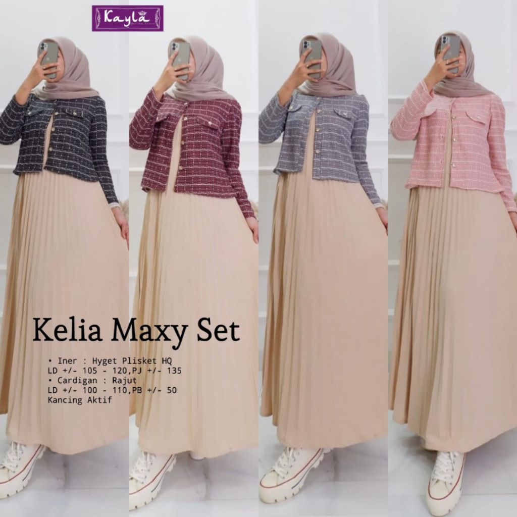 KELIA / FRANDA MAXY SET / SHAKIRA SET ORI BY KAYLA // GAMIS PLISKET POLOS SET CARDI ROMPI MOTIF  // 