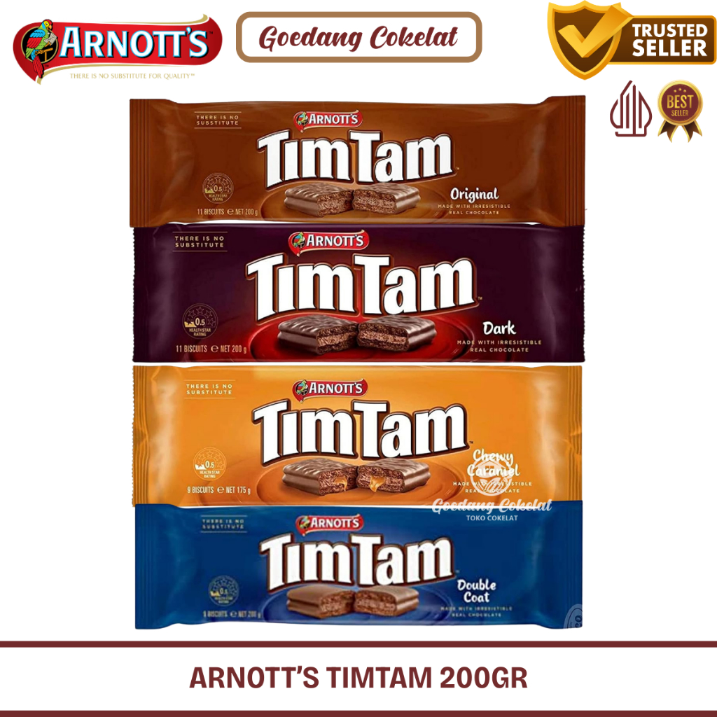 Tim Tam Arnott's Import Australia 200g - Biskuit Coklat Tebal Snack Aussie Mewah Premium Halal