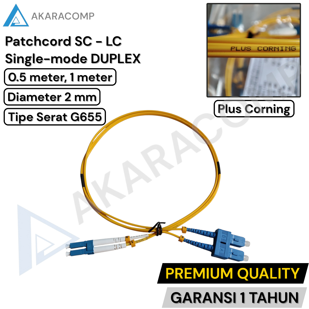 Patchcord Plus Corning SC/UPC - LC/UPC G655 2mm Singlemode Duplex 0.5 meter, 1 meter