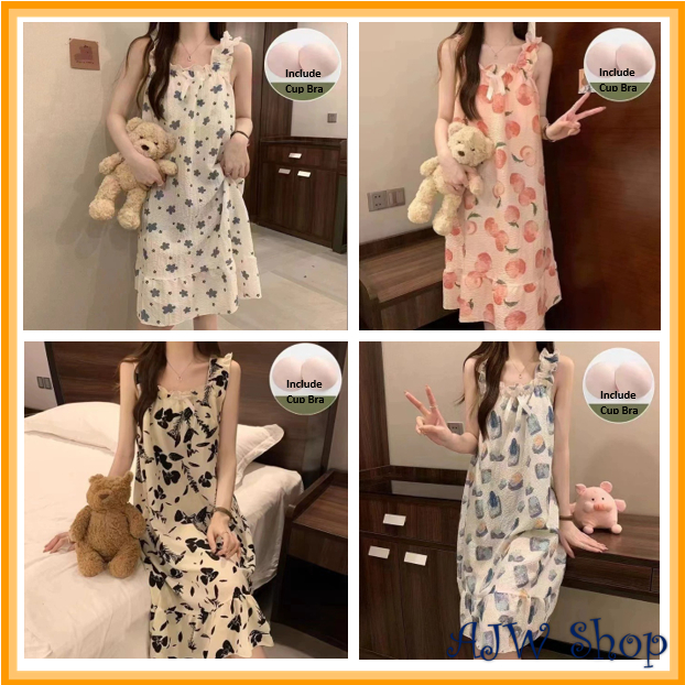 AJW Daster Wanita Tanpa Lengan Babydoll Premium CZB | Daster Remaja Wanita Ruffle Kutung Kekinian | 