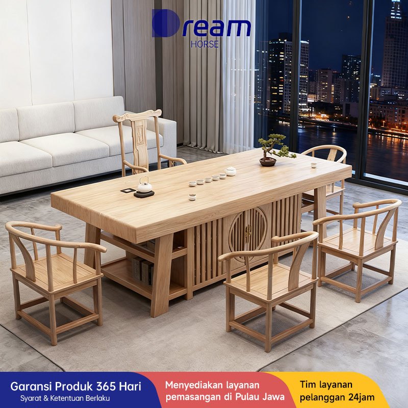 COD Meja Teh Kayu Solid/Meja Teh Kelas Atas/Meja Resepsi/Set Meja Kursi Teh/Meja Pembuatan Teh