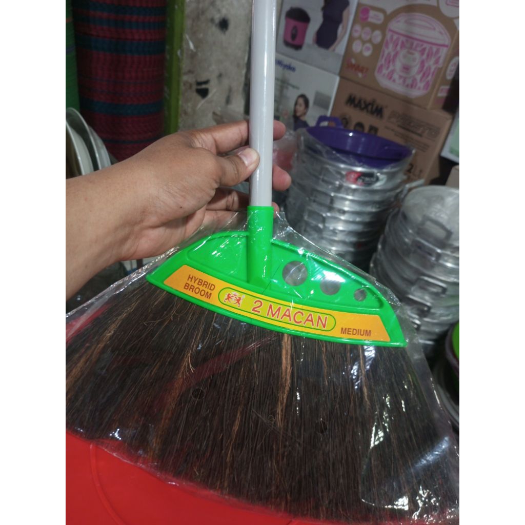 Sapu Lantai  ijuk 2 macan Hybrid Asli original