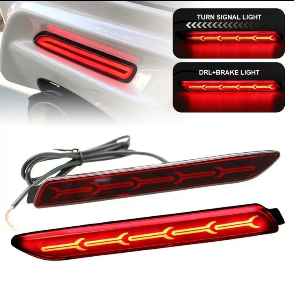 LAMPU BEMPER BELAKANG REFLECTOR MOBIL INNOVA FORTUNER CAMRY LAMA 3 MODE RUNNING