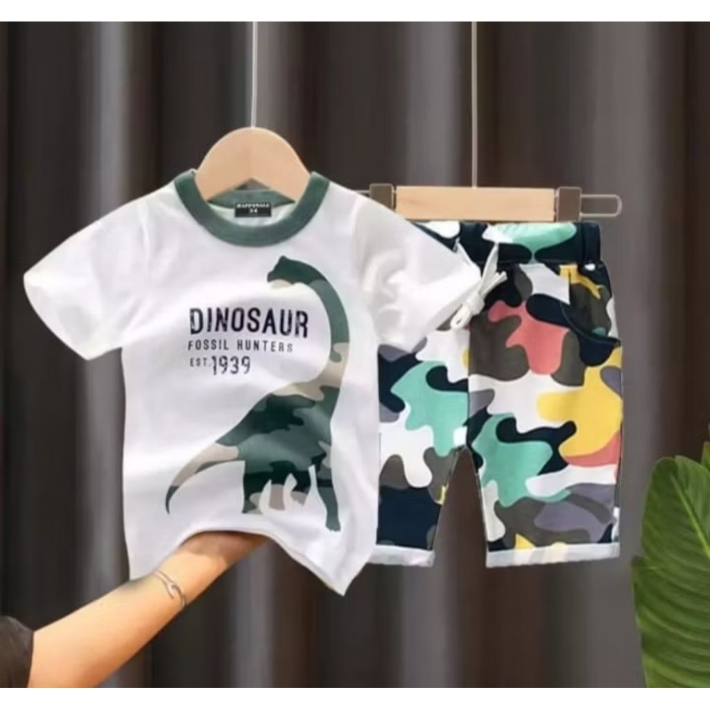 Setelan Baju Anak Dinosaurus Army Tentara Dinosaurus Untuk Anak 2-6 Tahun