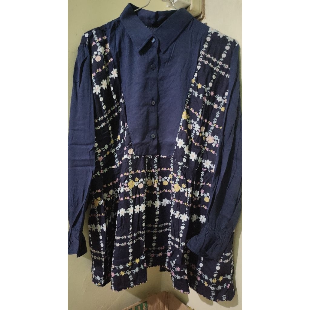 Kemeja Blouse Katun Rayon Kombinasi (Baru)