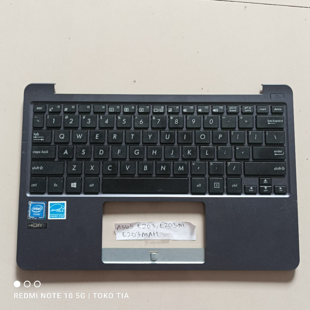 Palmrest dan Keyboard Laptop Asus E203 E203M E203MAH Original