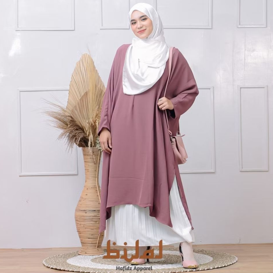 ALEEZA Tunik Kaftan Jumbo – Gamis Crinkle Premium Busui Muslimah Elegan 2025