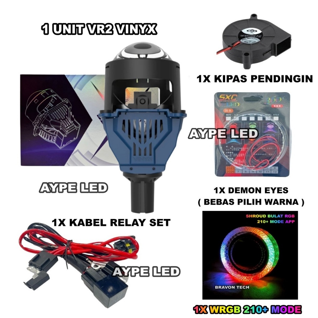 Biled Projector Vinyx VR2 Dual Prims 2.5 inch Purple Lens Biled Laser Vinyx VR2 Terbaru