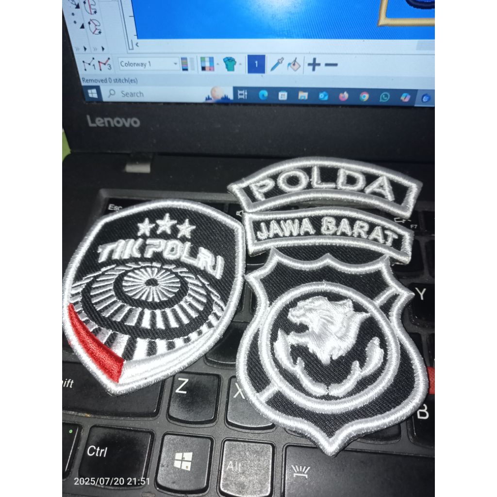 BORDIR LOGO TIK POLRI TIMBUL 3D KOMPUTER