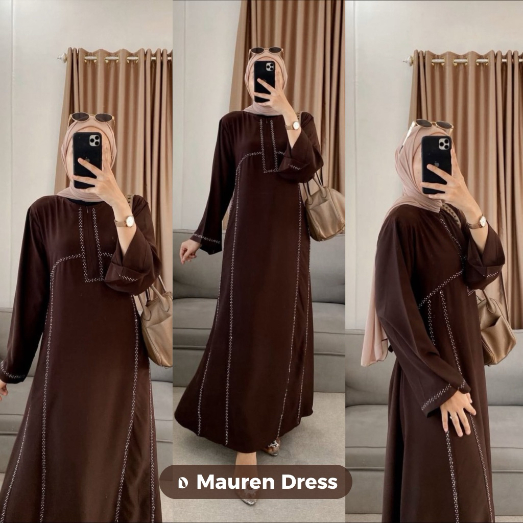 Gamis Dress Ceruty Babydoll Swasrovski Abaya Sleting Dada Terbaru I Mauren Dress