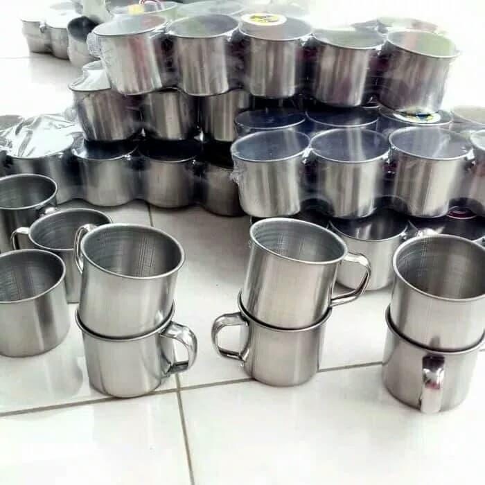 1 Lusin Mug Stainless 7cm Cangkir Mini Stainless 7cm untuk Minuman dan Kopi