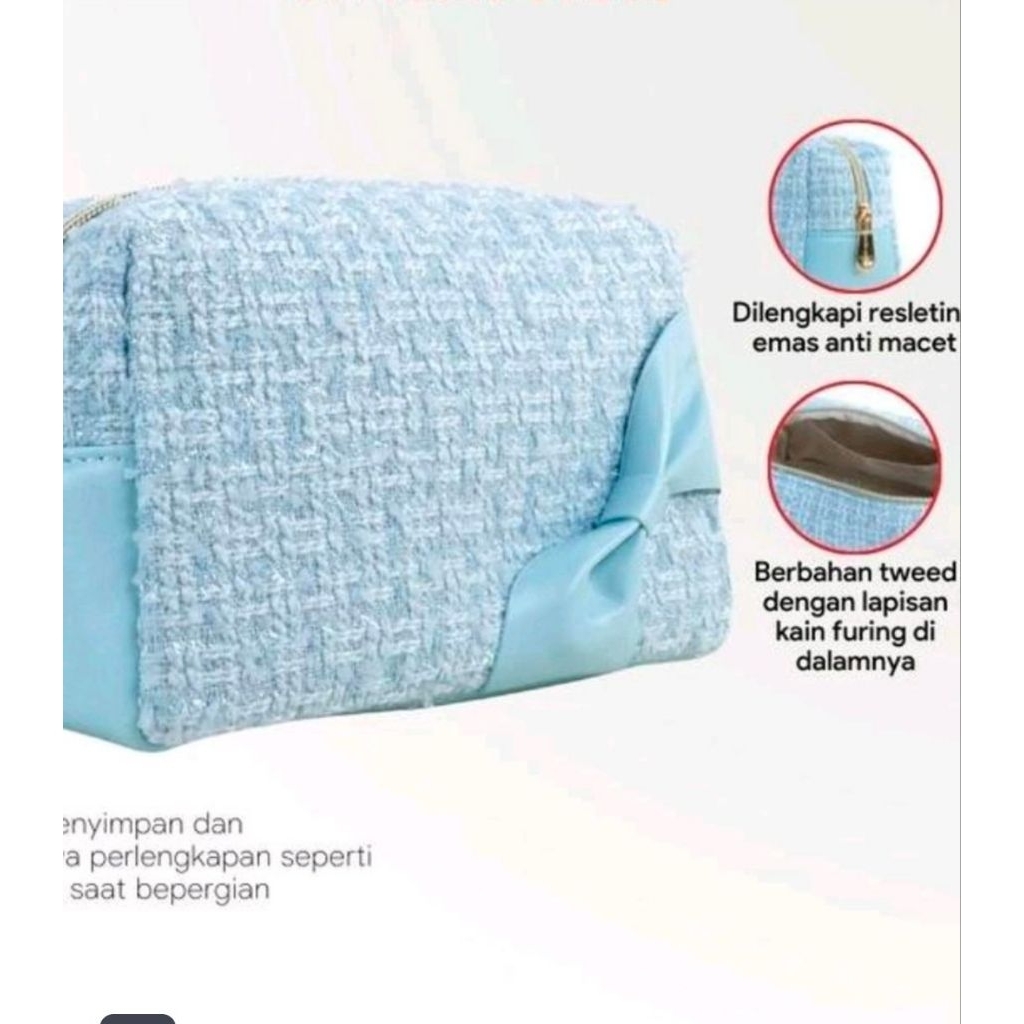 Sonia Miller Pouch 0325-8 Tweed Blue Makeup Pouch