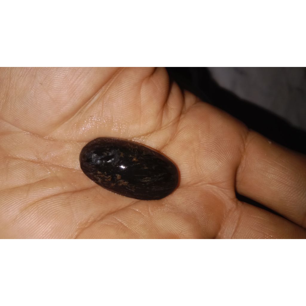 BEST Pola Kasar Fosil Galih Kelor Hitam Serat Emas/Crystal
