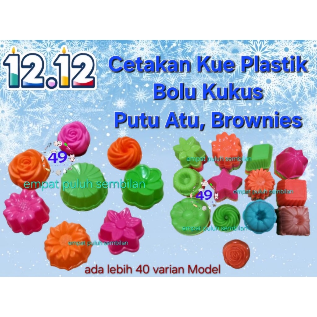 CETAKAN kue bolu kukus plastik kue basah tulip jasmine twister cucing melati bintang sakura