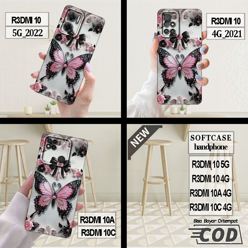 Case REDMI 10 5G ,REDMI 10 4G ,case REDMI 10A ,case REDMI 10C _Casing silikon hitam bening elastis