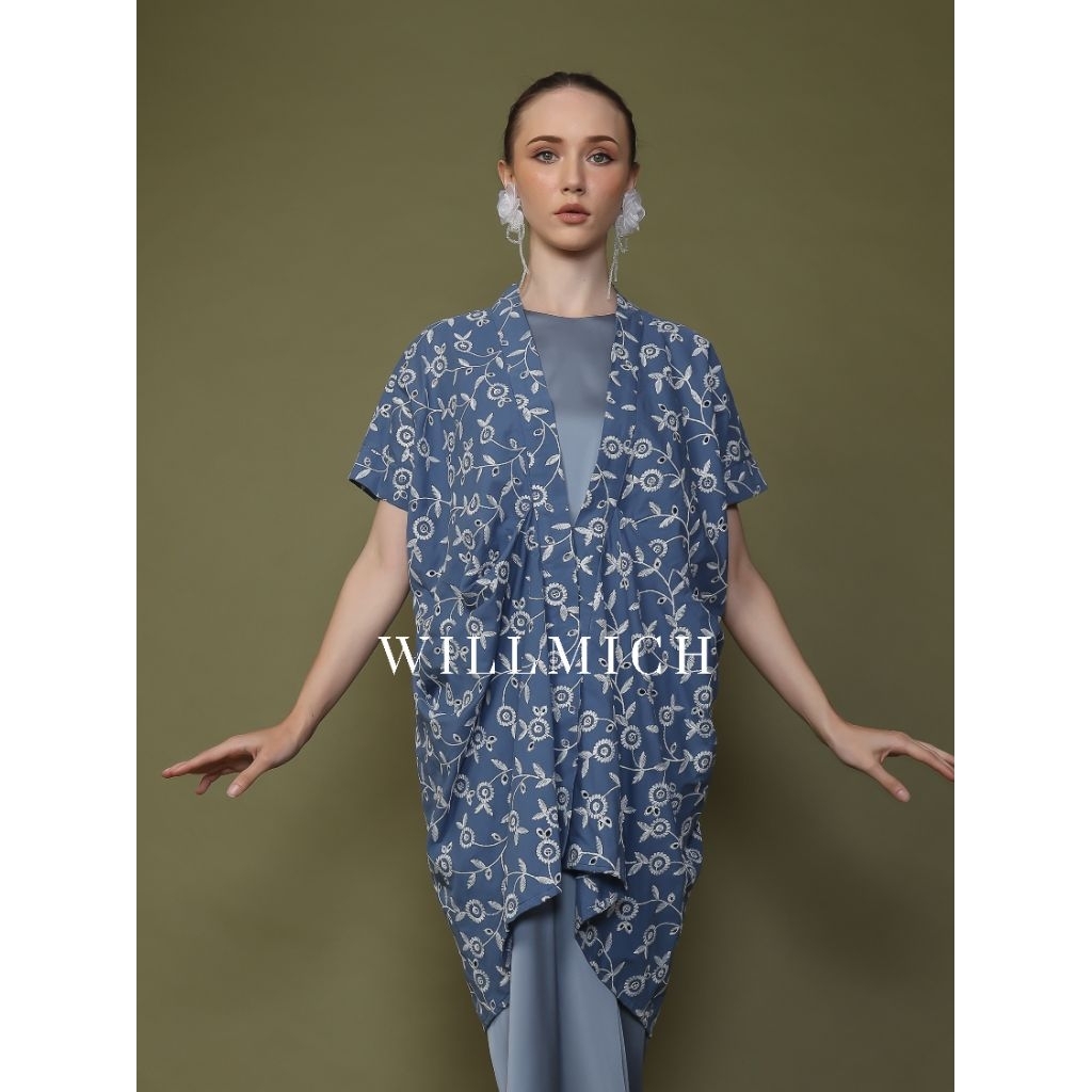 1 - Outer Biru Tua Bordir Bunga