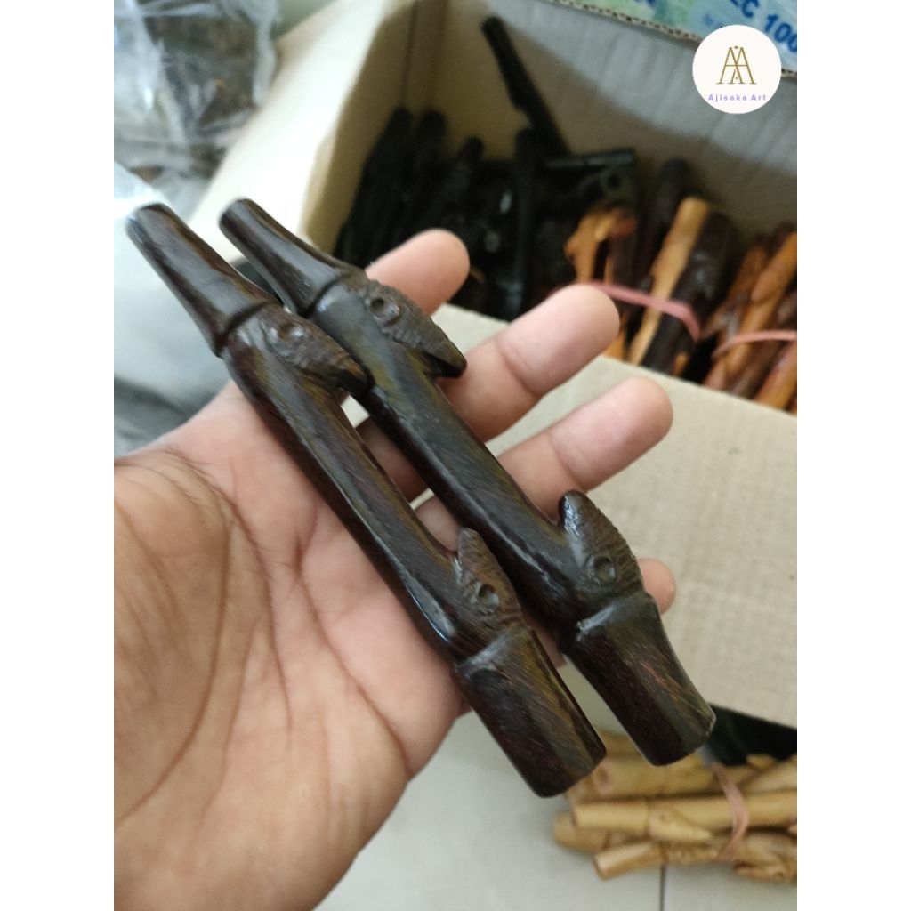 AJISAKA_ART | pipa once / once cangklong ukir bambu kayu sonokeling