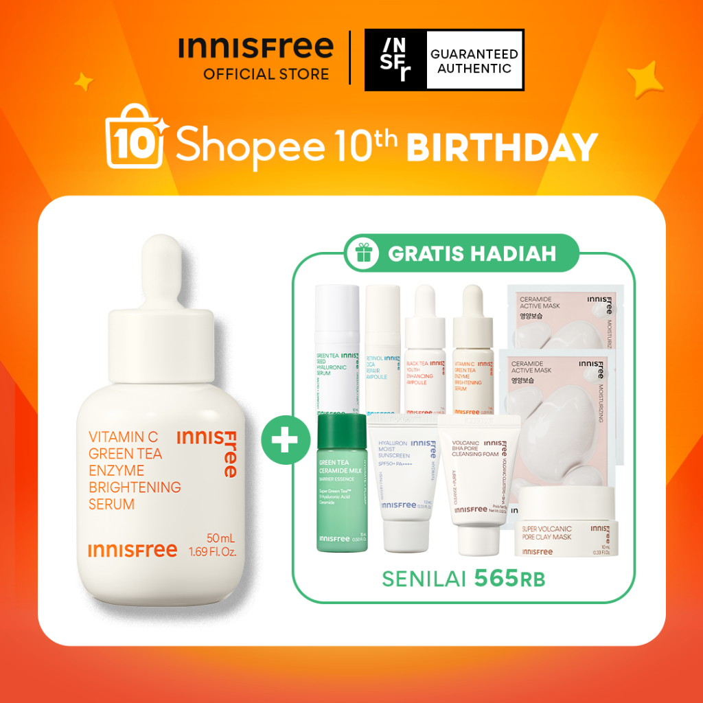 [Shopee Special 10th Birthday] Buy 1 Get 10 Innisfree Vitamin C Green Tea Enzyme Brightening Serum 5