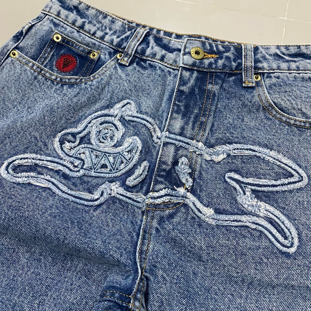 BBC ICECREAM Applique Running Dog Embroidery Denim Loose fit Jeans Billionaire Boys Club Light Wash 