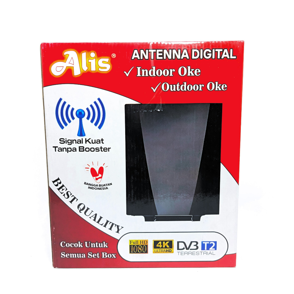 ALIS Antena Digital AL 400 HD DILENGKAPI KABEL ANTENA 10METER - Full HD 1080 4K Ultra HD DVB T2 Terr