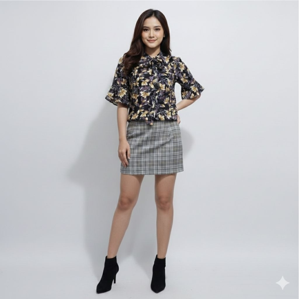 Atasan Blouse Motif Bunga Bahan Rayon Motif atasan kemeja wanita korea blus wanita