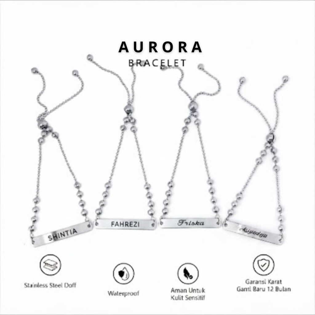 Gelang Monel Custom Nama Model Serut Aksesoris Fashion Steinless Anti Karat