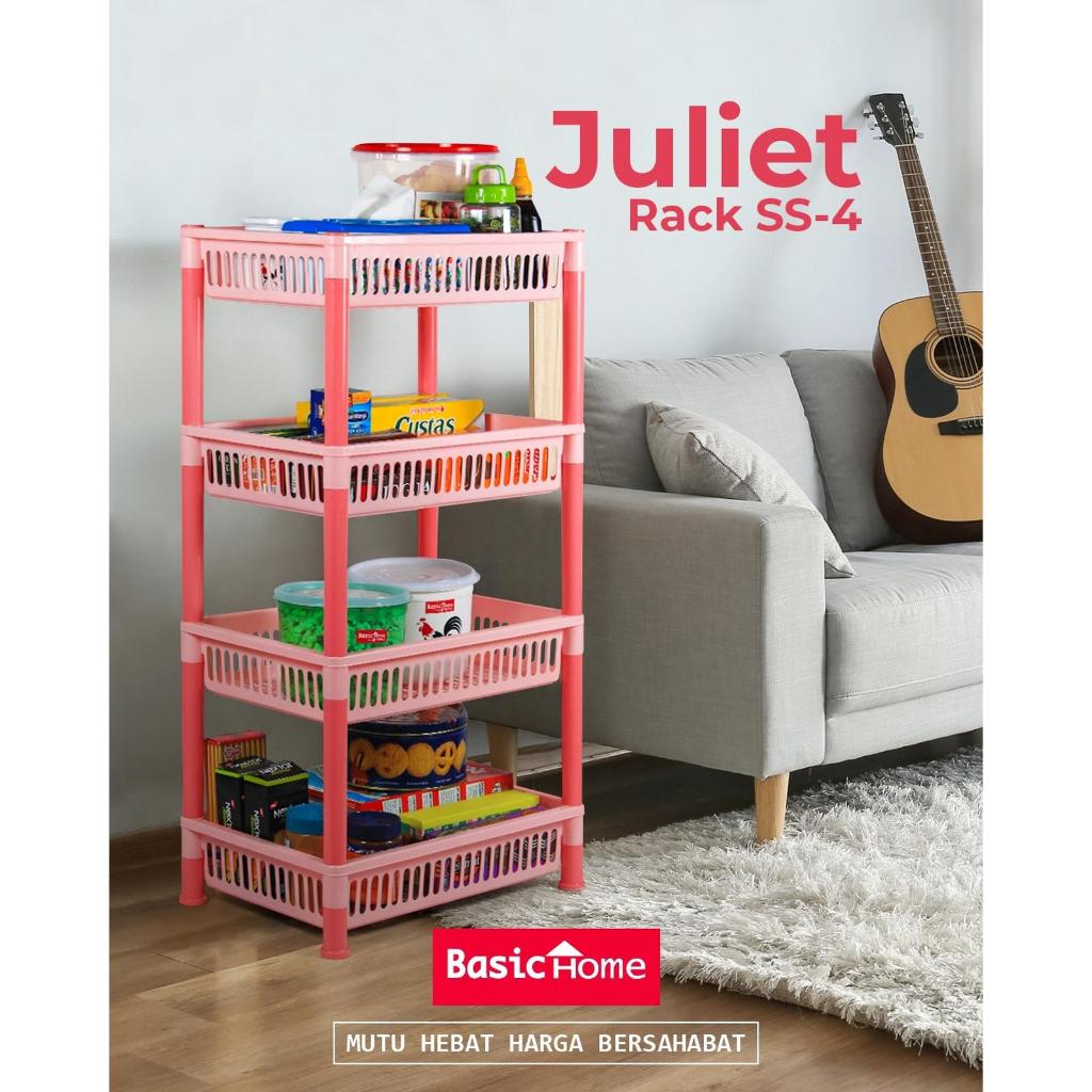 Rak Salon Keranjang Sayur Piring Plastik Basic Home Susun 4 BAA-8 Juliet Rack SS-4 Rak Salon Tingkat